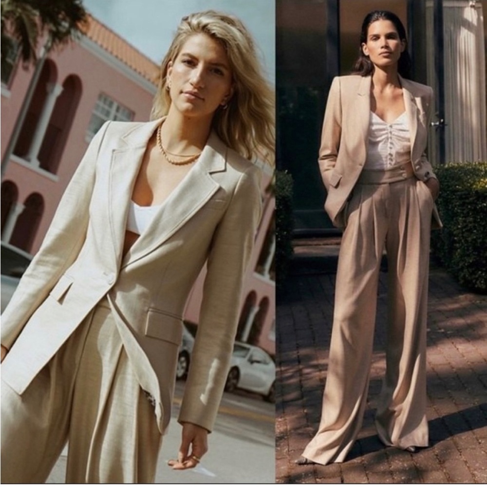 Veronica Beard Lyda Beige One Button Blazer